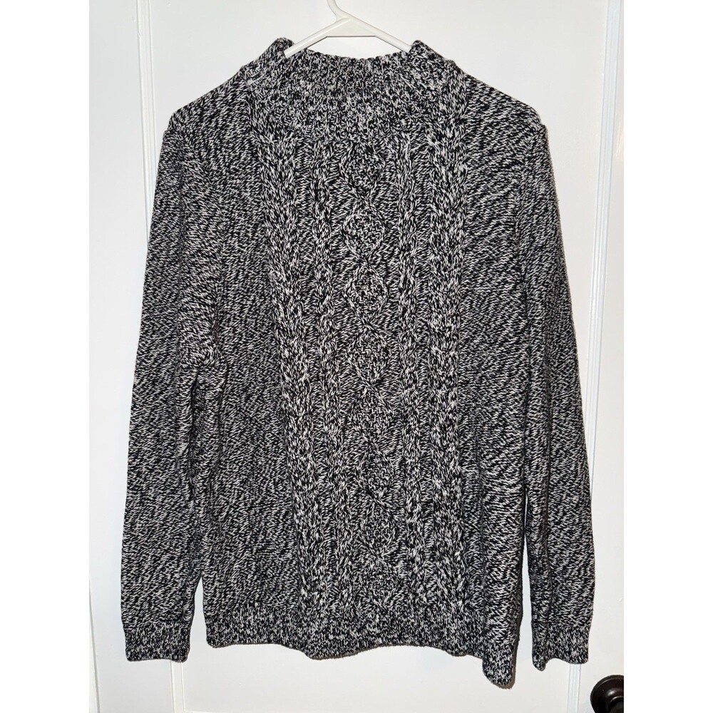 Lands' End Womens XL Knit Black White Turtleneck Sweater Long Sleeve